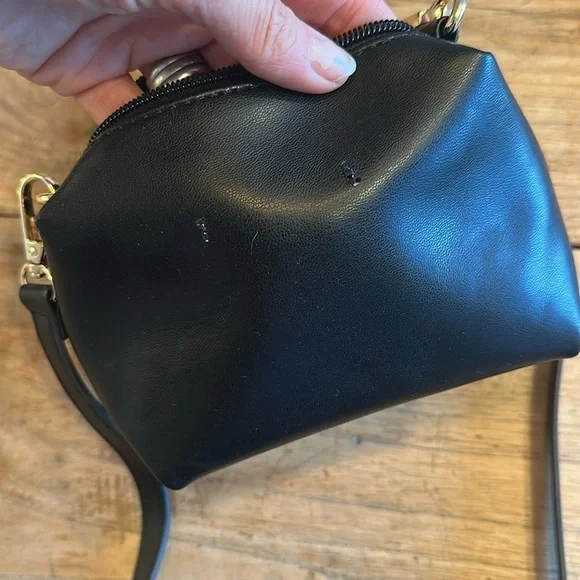 Anthropologie Small Black Faux Leather Crossbody Bag – Like New - Picture 6 of 8